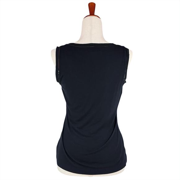 ST. JOHN Elegant Soft Stretch Jersey Black Tank w/ Dainty Copper Sequins Size S - Picture 5 of 7